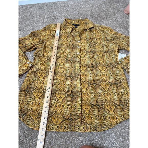 NEW Snake print button up blouse golden yellow/black NEW Style & Co SZ XL - Picture 8 of 11